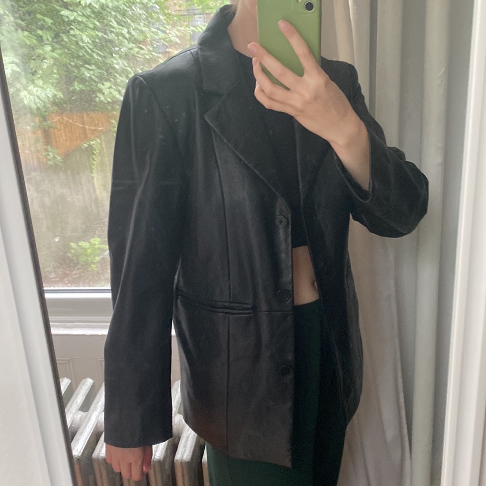Oversized vintage leather blazer